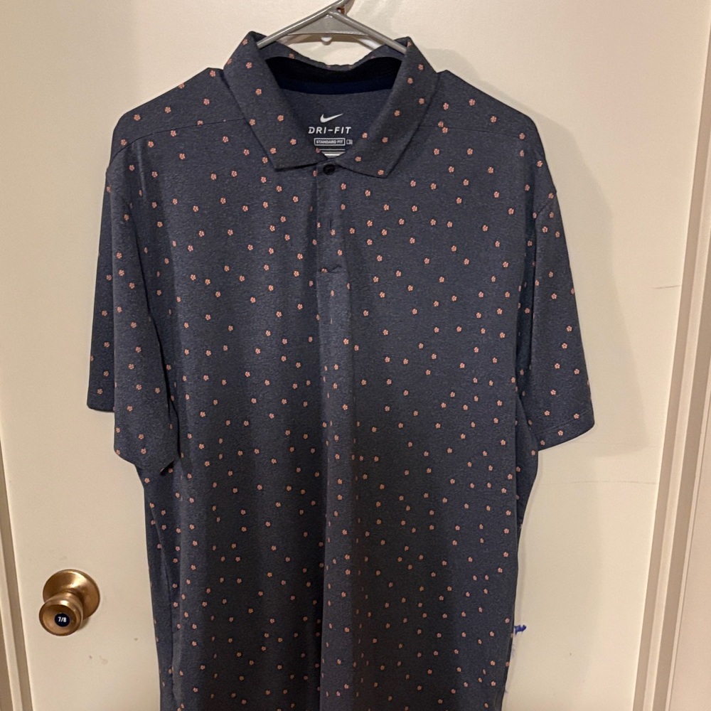 Nike Men's Dark Gray Polka Dot Polo